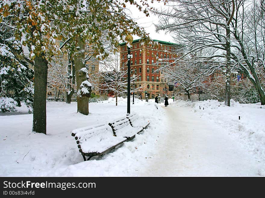 Stock image of a snowing winter at Boston, Massachusetts, USA. Stock image of a snowing winter at Boston, Massachusetts, USA