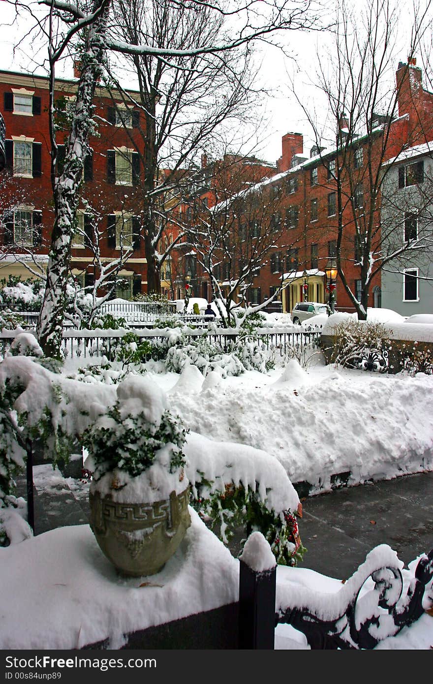 Stock image of a snowing winter at Boston, Massachusetts, USA. Stock image of a snowing winter at Boston, Massachusetts, USA