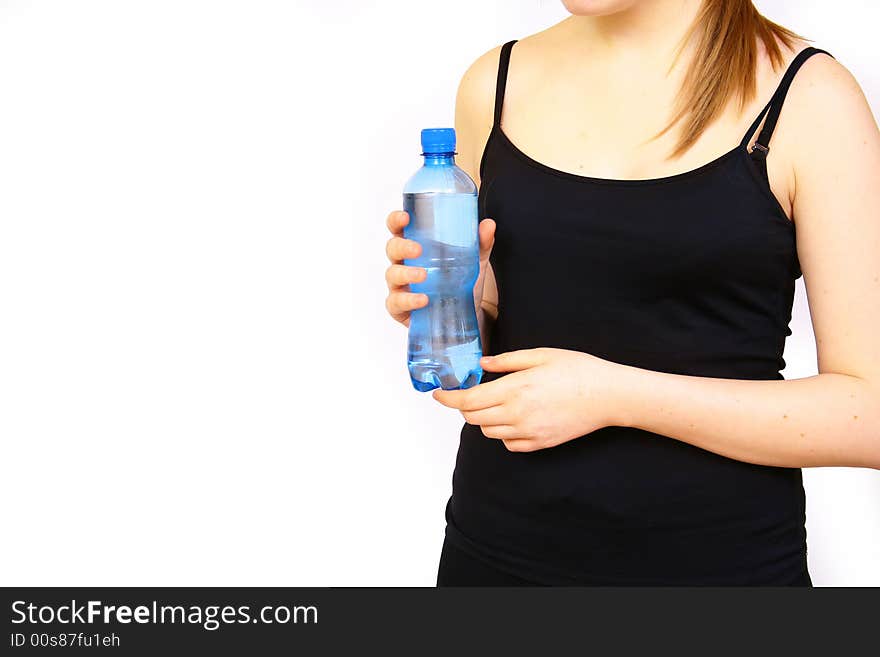 Woman with bottle water fitness day