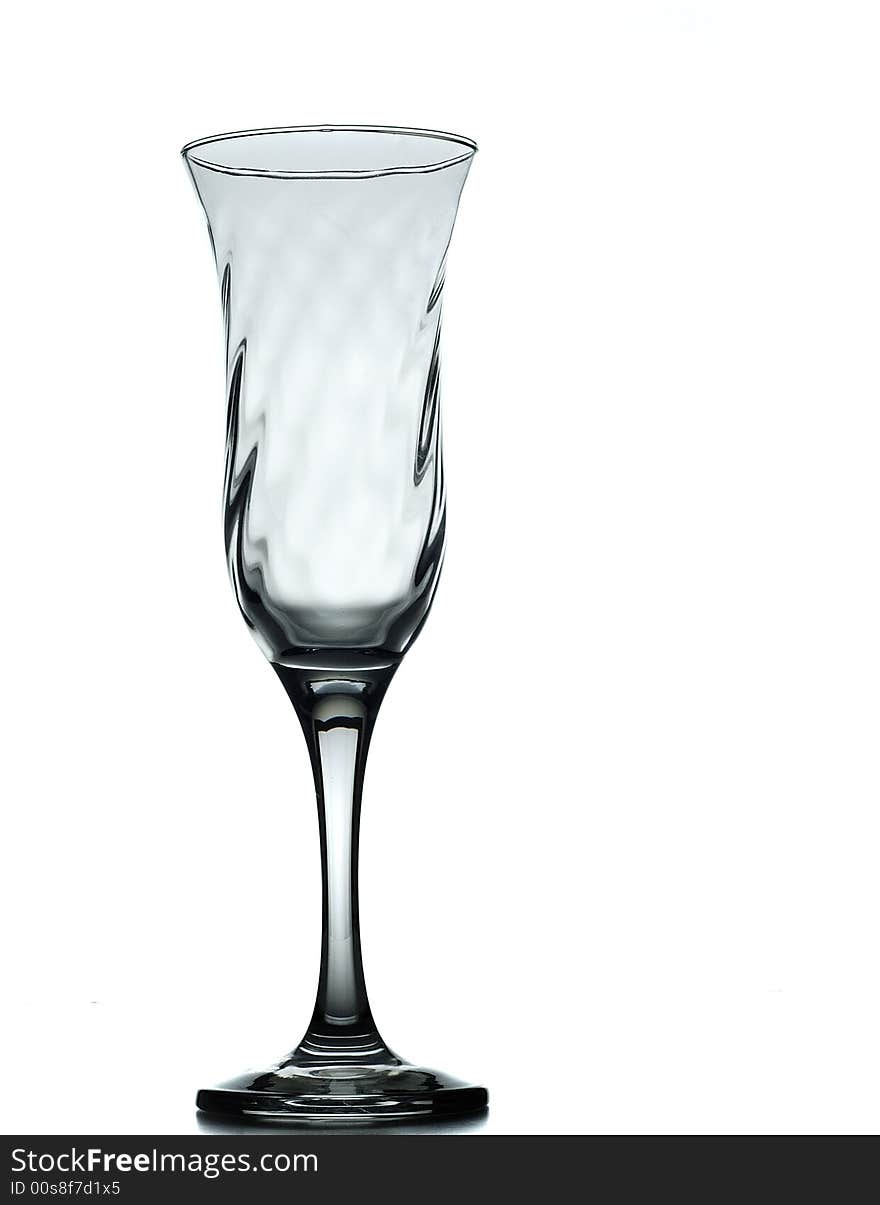 A Simple wine glass Isolated on White with copt space on right side