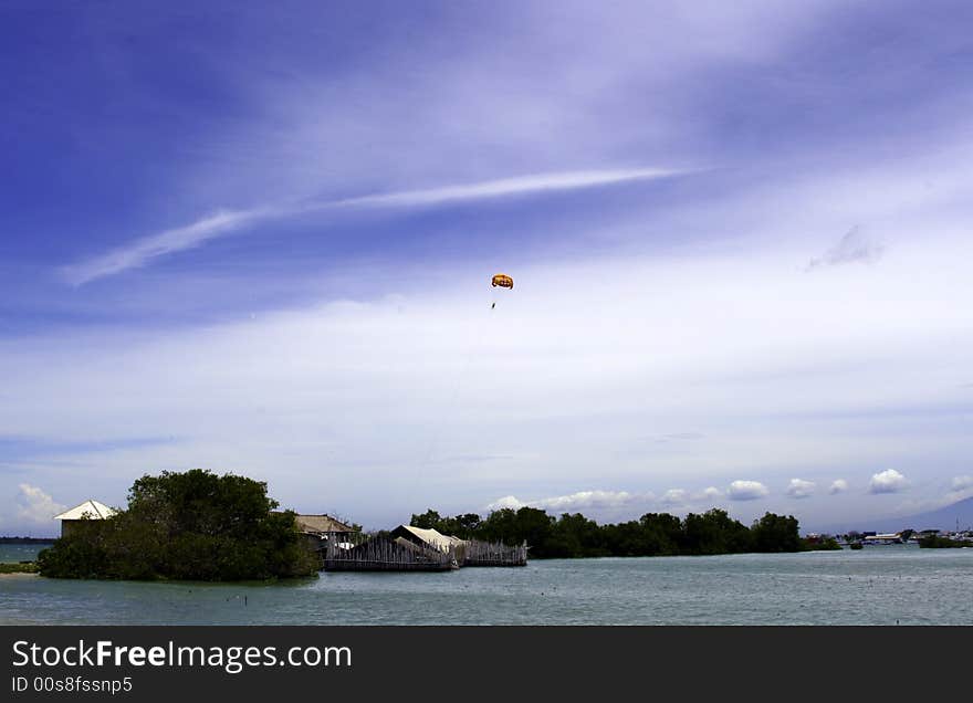 Parasailing above