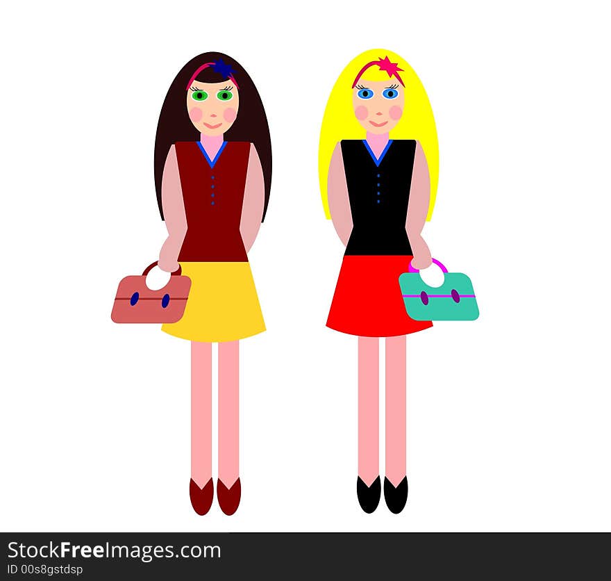 Two Girls With Bags