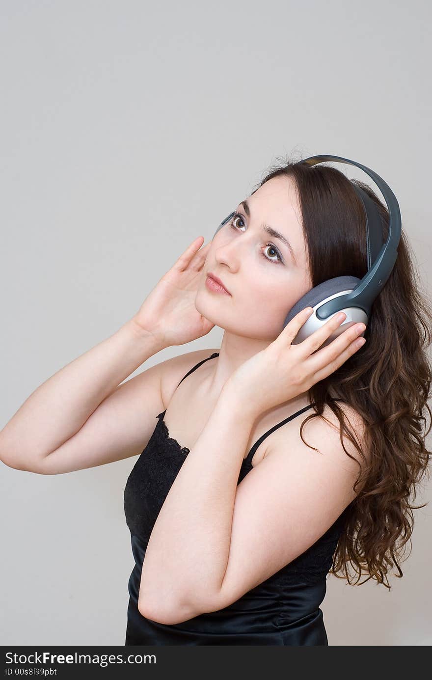 Young woman listening music