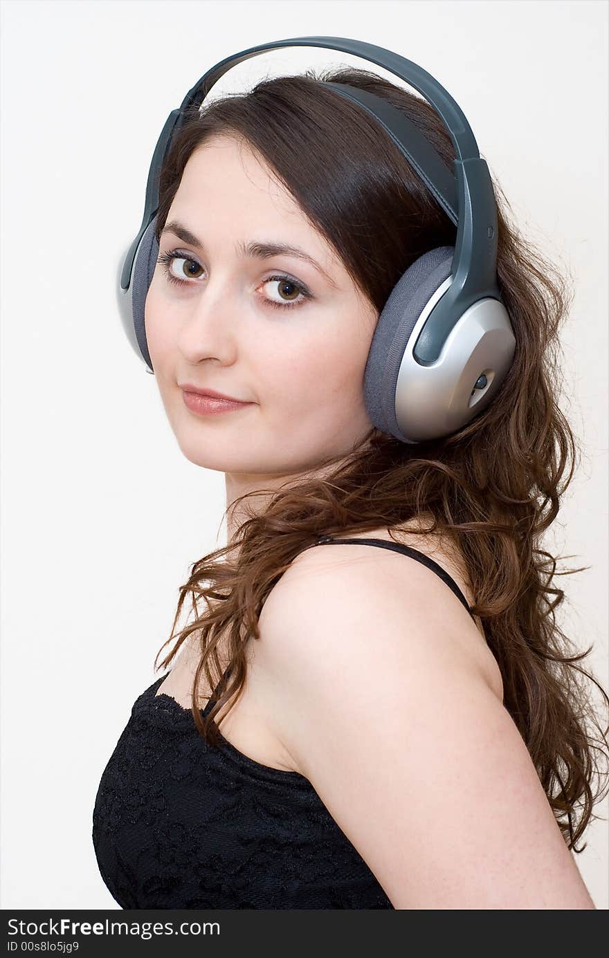 Beautiful young woman enjoy in music. Beautiful young woman enjoy in music