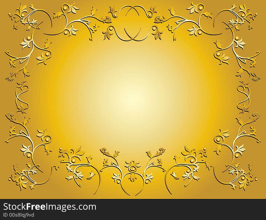 Vector image of gold floral frame.