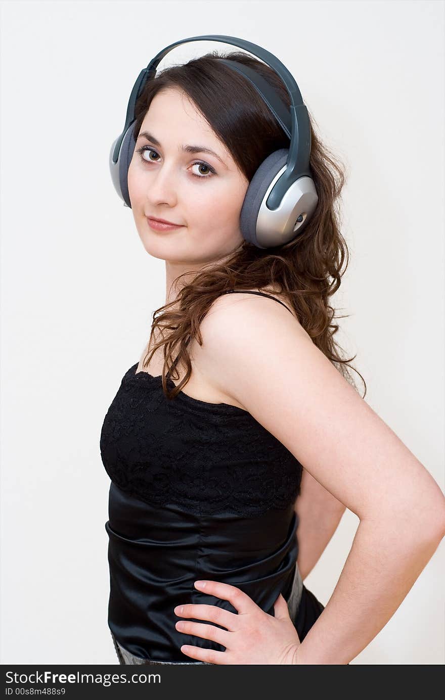 Young Woman Listening Music