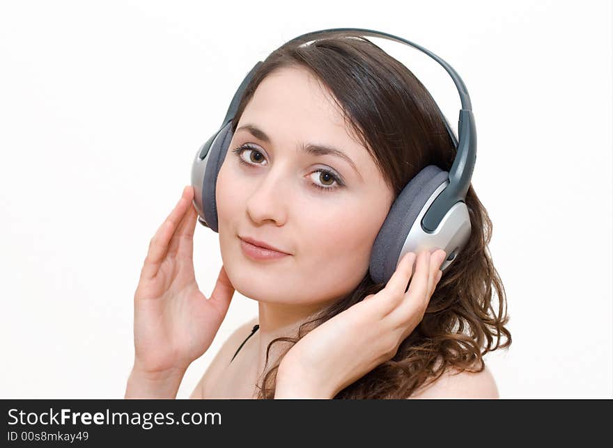 Beautiful young woman enjoy in music. Beautiful young woman enjoy in music