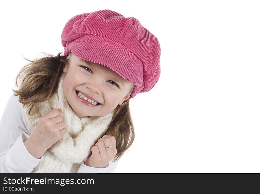 Cute little girl with pink hat. Cute little girl with pink hat