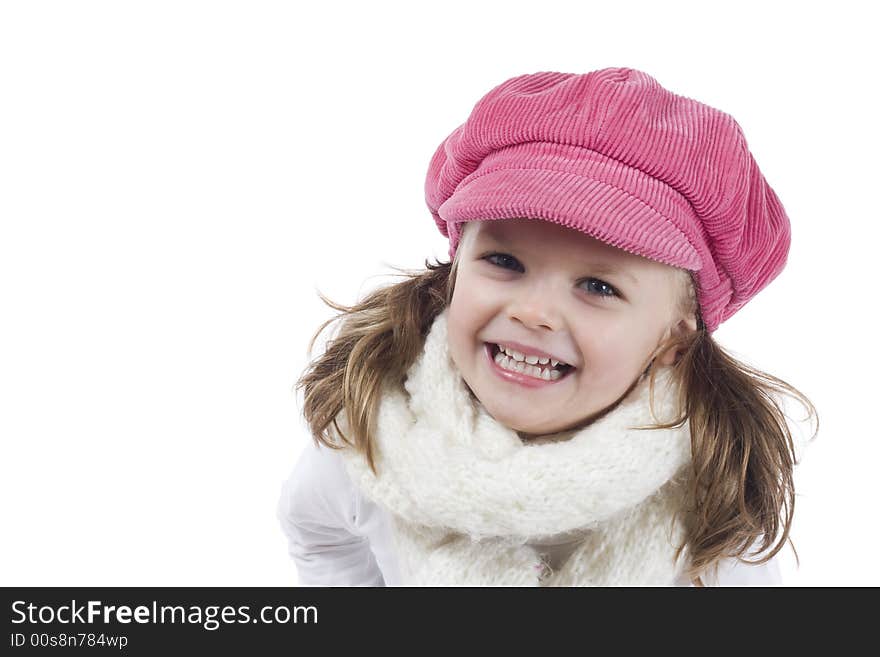 Cute little girl with pink hat. Cute little girl with pink hat