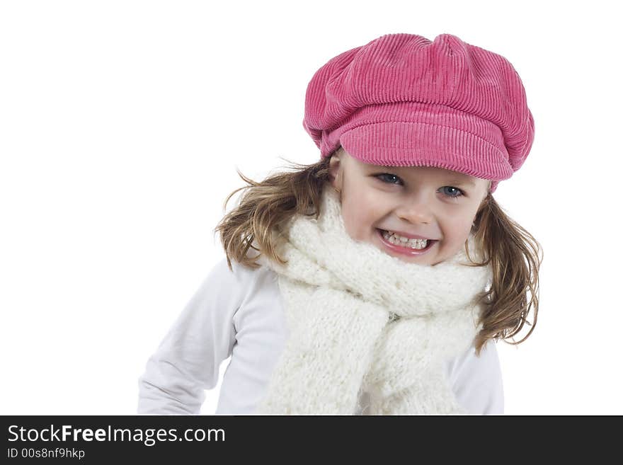 Cute little girl with pink hat. Cute little girl with pink hat