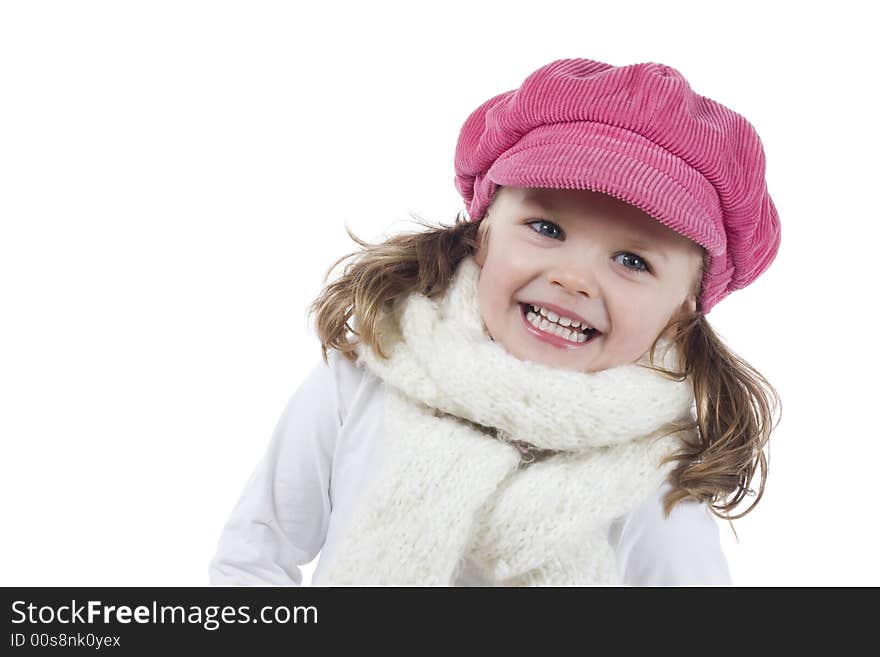 Cute little girl with pink hat. Cute little girl with pink hat