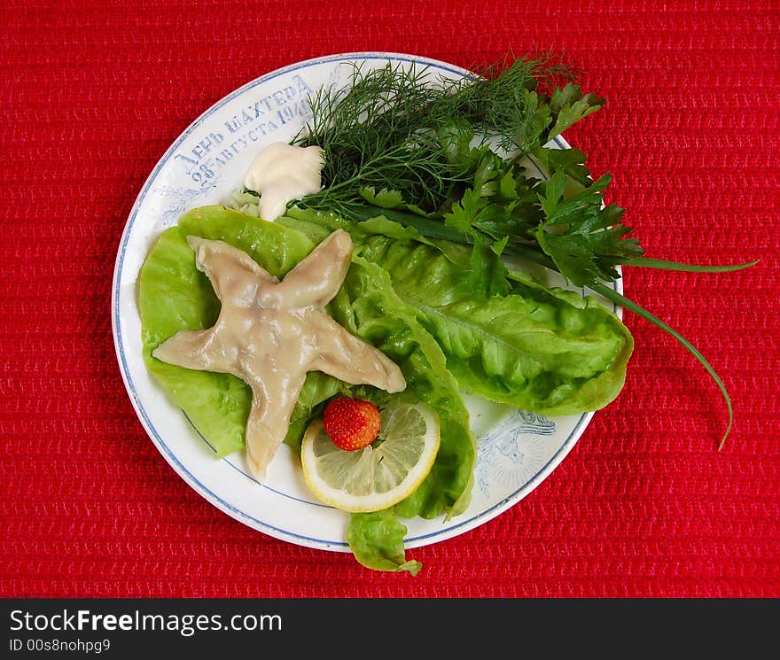 Dough star on an old plate