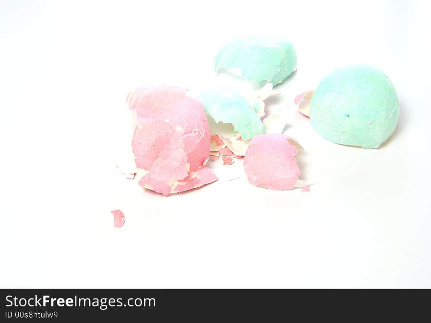 After Easter. Broken pieces of colorful pastel eggshells. After Easter. Broken pieces of colorful pastel eggshells