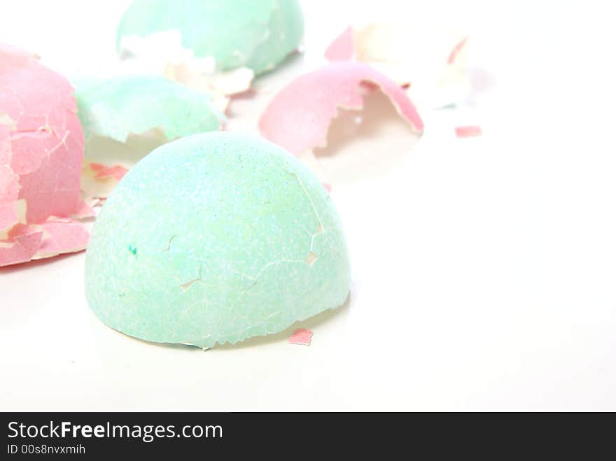 After Easter. Broken pieces of colorful pastel eggshells. After Easter. Broken pieces of colorful pastel eggshells