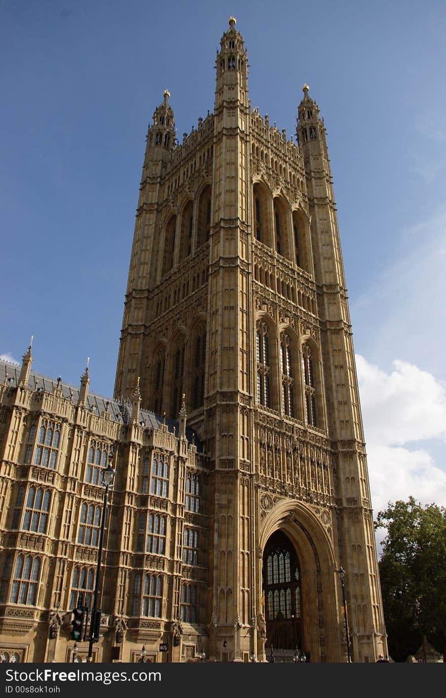 View on house of parliament walls, vertical. London, UK.