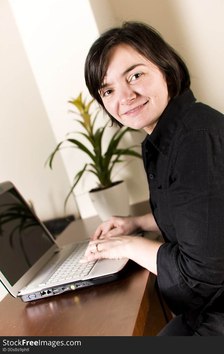 Young women working in computer. Young women working in computer