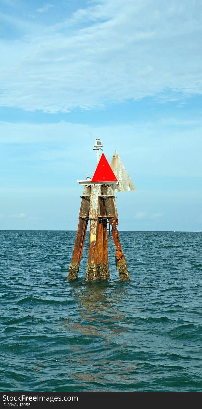 View of Channel Marker off the coast of Miami near Coral Reefs. View of Channel Marker off the coast of Miami near Coral Reefs