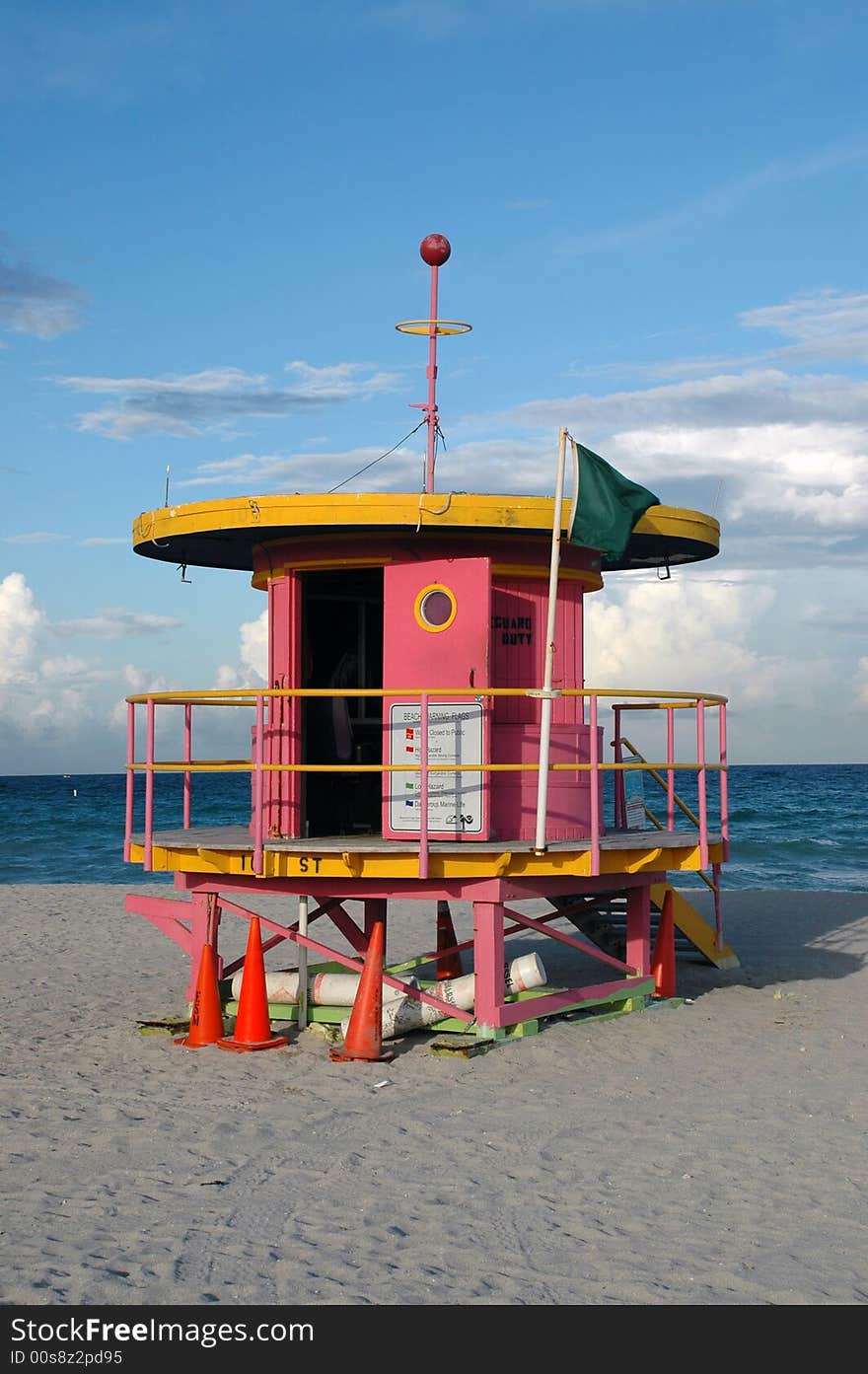 Pink Art Deco Lifeguard Tower In South Beach