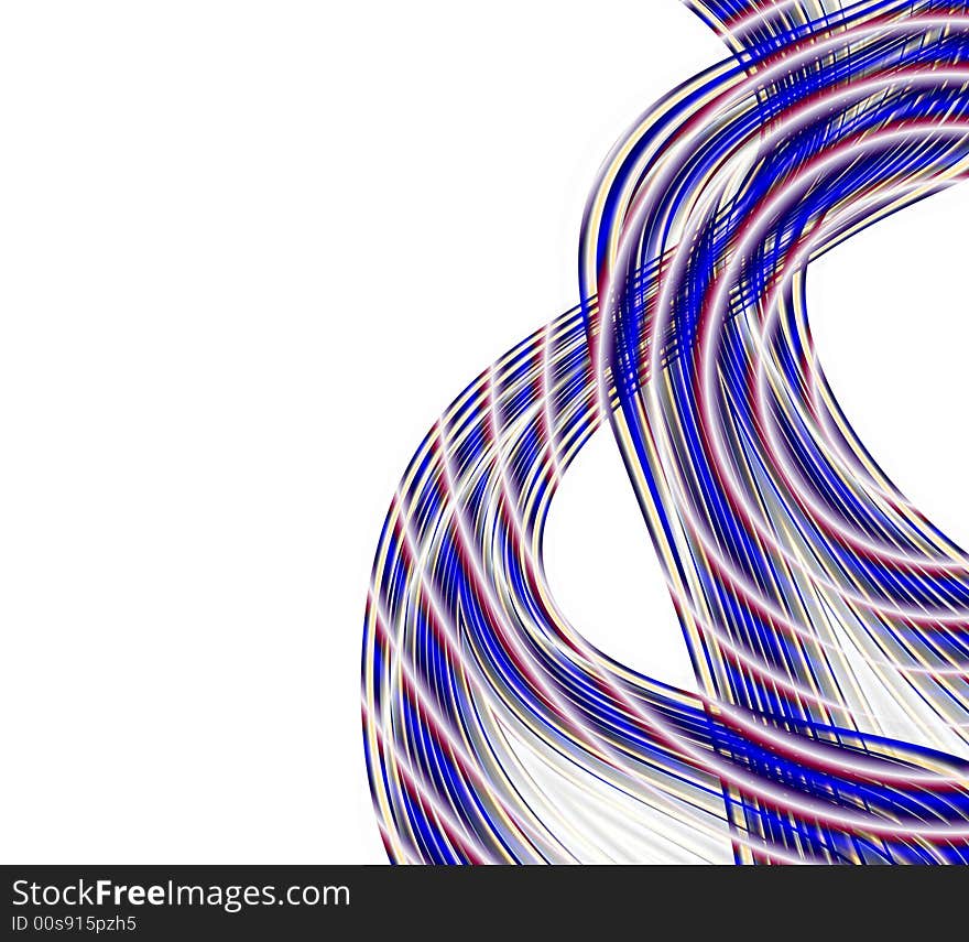 Abstract illustration design of blue, red, and silver gray tones cables or wires on white copyspace good for technology background. Abstract illustration design of blue, red, and silver gray tones cables or wires on white copyspace good for technology background