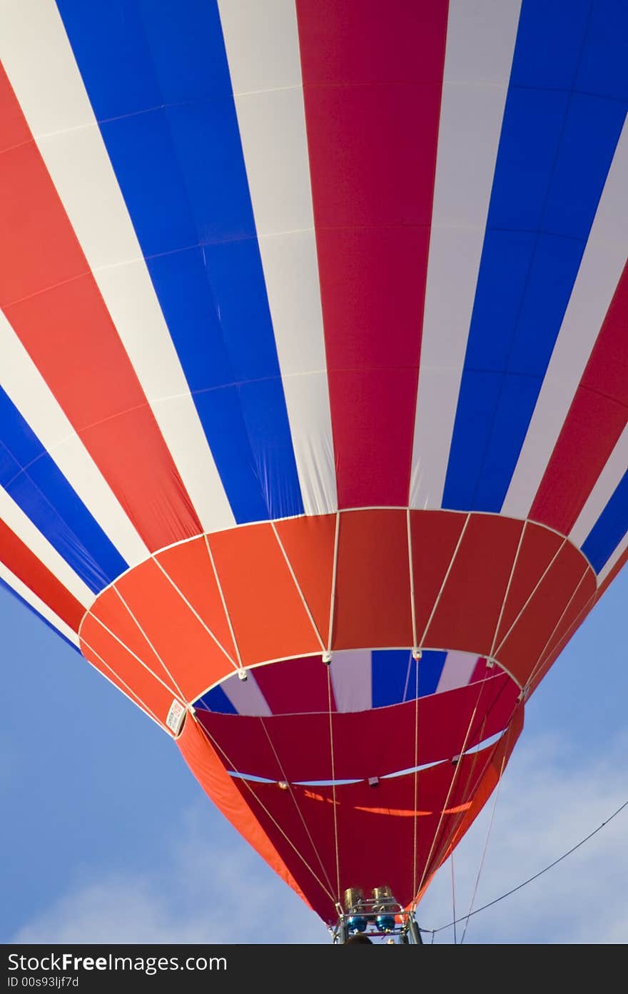 Hot air balloon in the colors of the union jack. Hot air balloon in the colors of the union jack