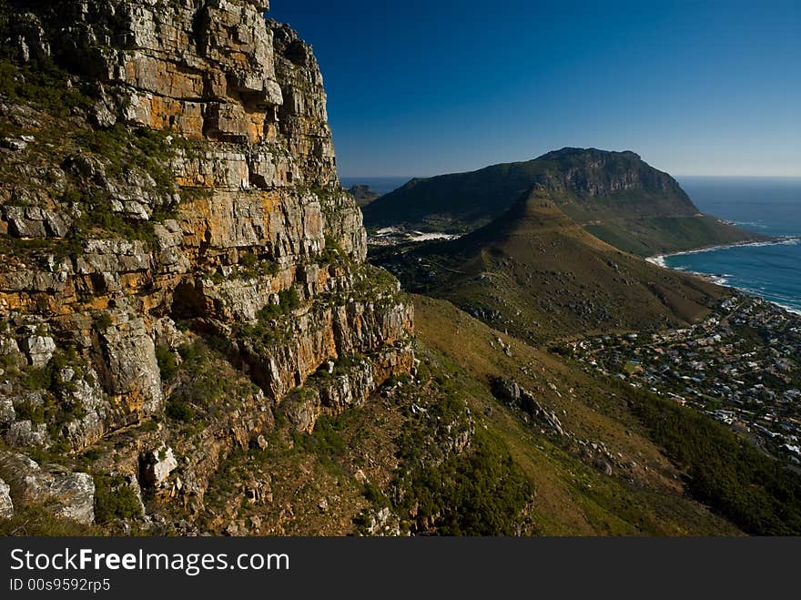 A view of Little Lion`s Head from the base of Llandudno Ravine, Cape Town, South Africa.