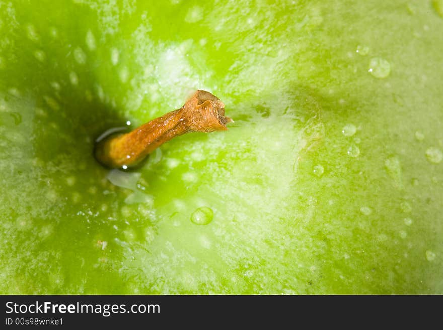 Macro green wet closeup apple. Macro green wet closeup apple