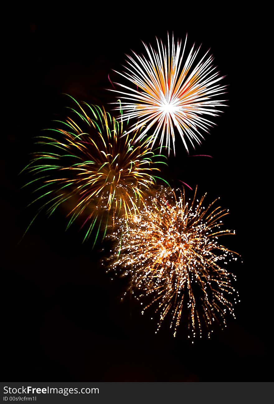 Colorful fireworks on a black sky