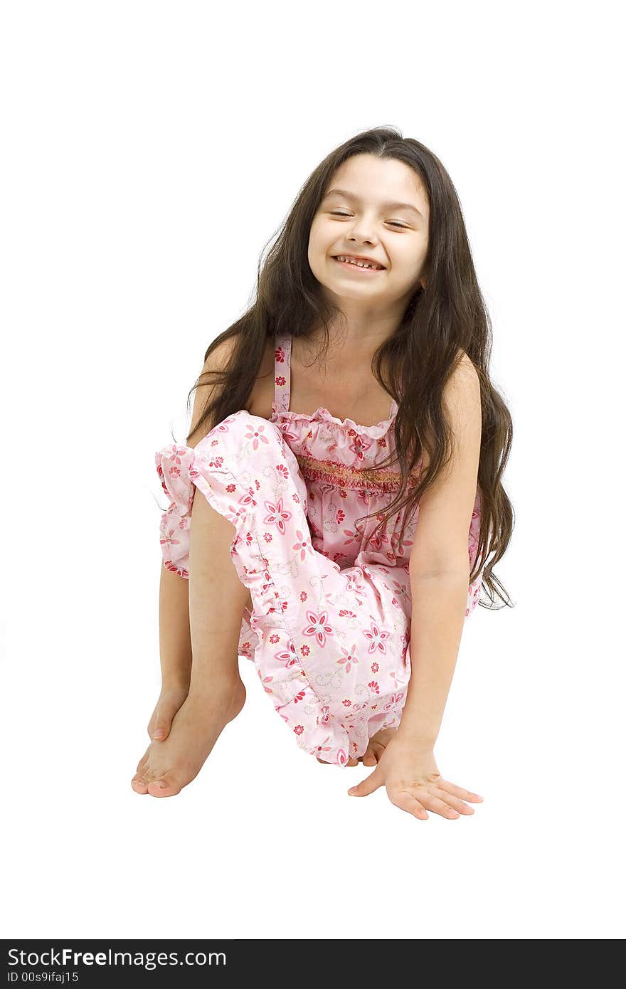 Young girl posing on a white background. Young girl posing on a white background.