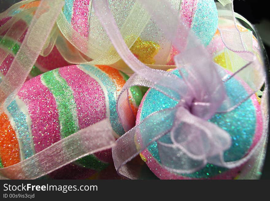 Easter Eggs-Sparkles and Ribbon