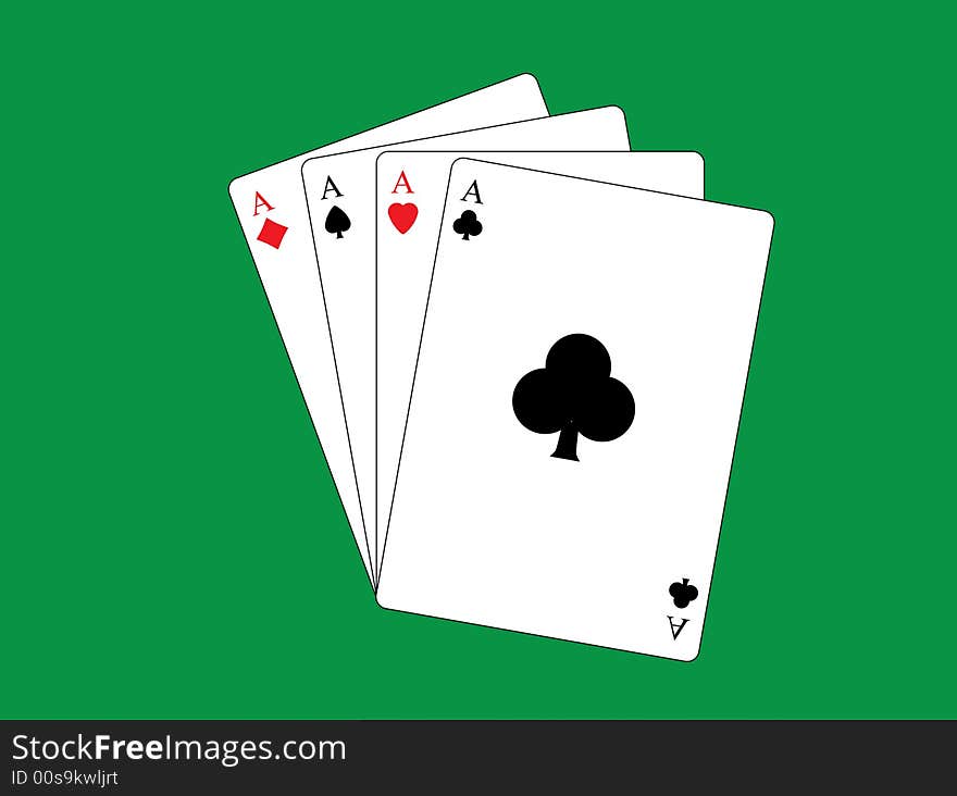 Vector illustration of playing card hand four aces. Vector illustration of playing card hand four aces