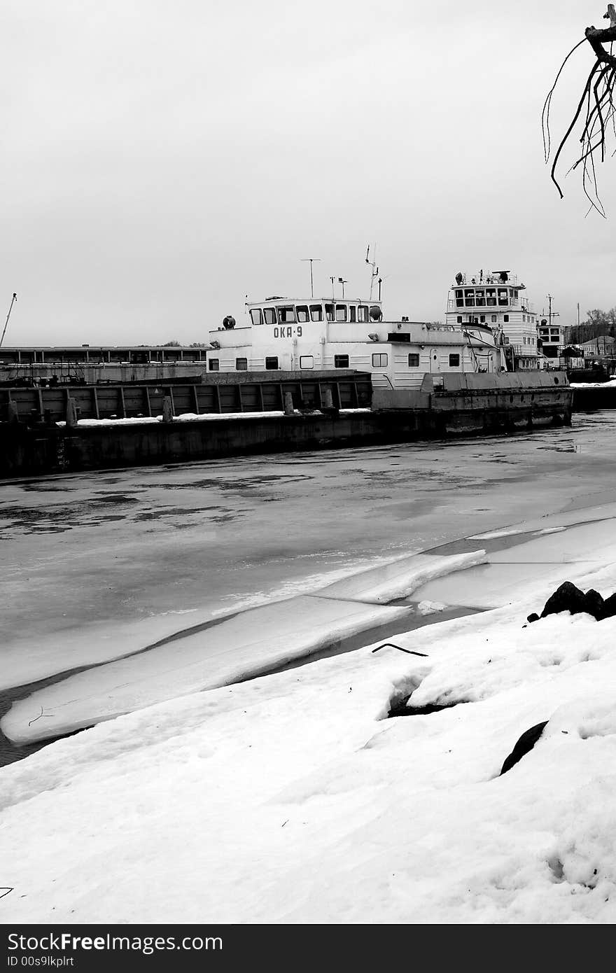 Industrial Ship In Winter