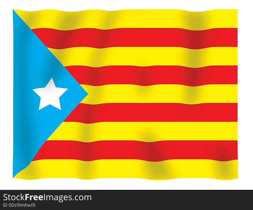 Fluttering image of the Catalan regional flag. Fluttering image of the Catalan regional flag