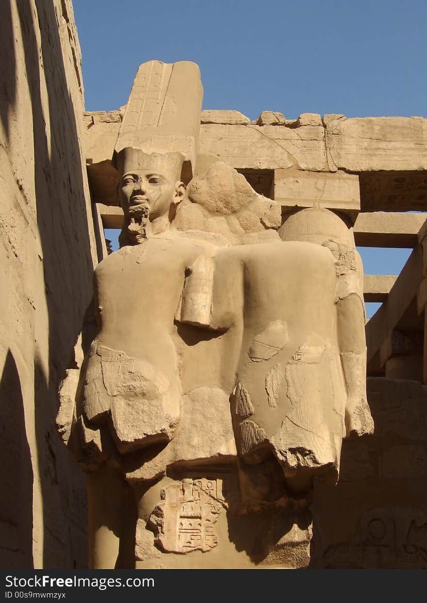 Ancient statue in Karnak temple from Luxor