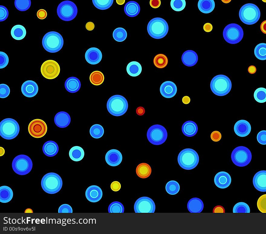 Abstract background containing lots of retro dots over a black background. Abstract background containing lots of retro dots over a black background