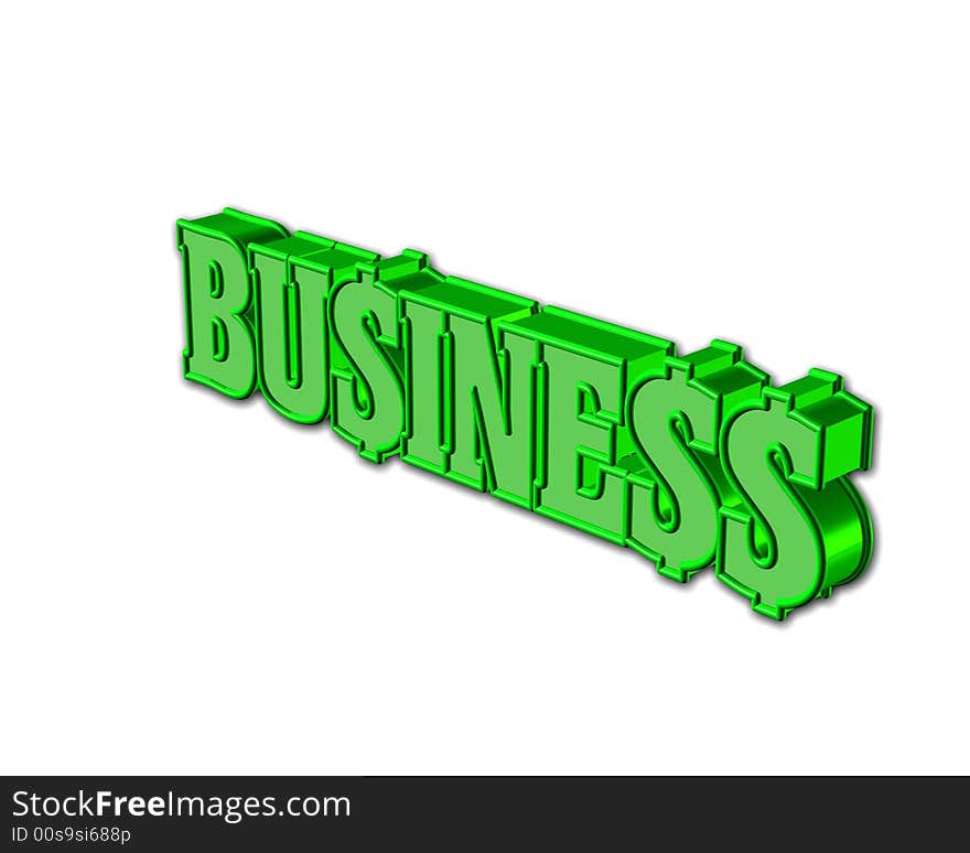 Business green word isolation white