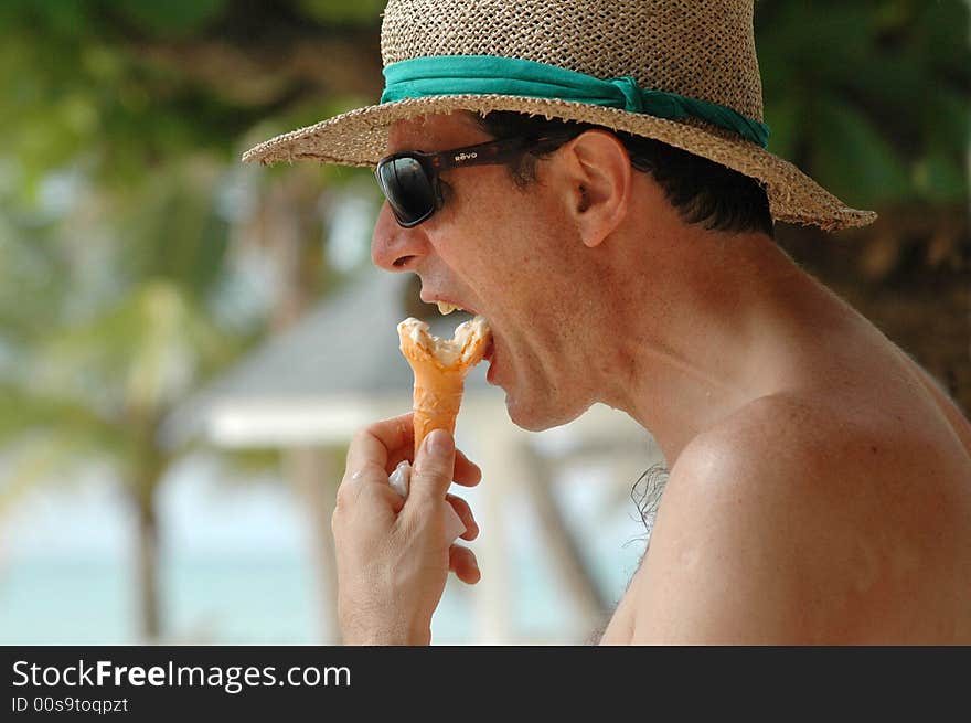 Man eating ice-cream