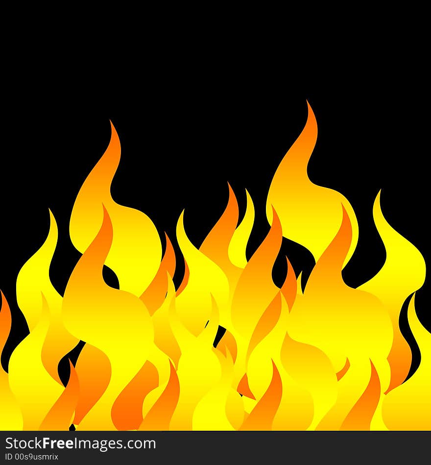 A Great Fire on a Black Background. A Great Fire on a Black Background