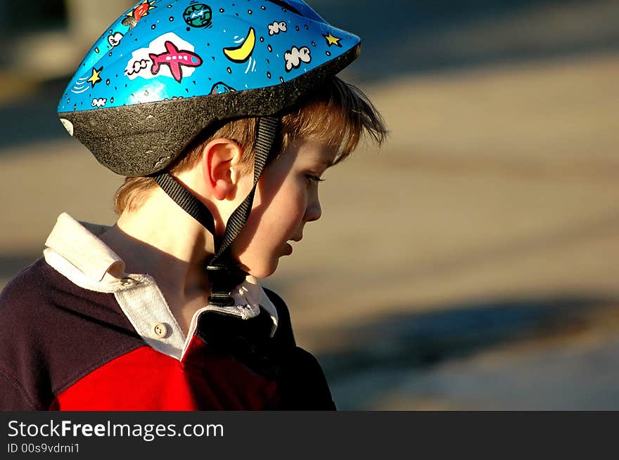 Boy With Cycling Helmet