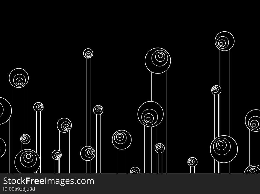 Abstract monochrome background of retro circles on top of columns. Abstract monochrome background of retro circles on top of columns