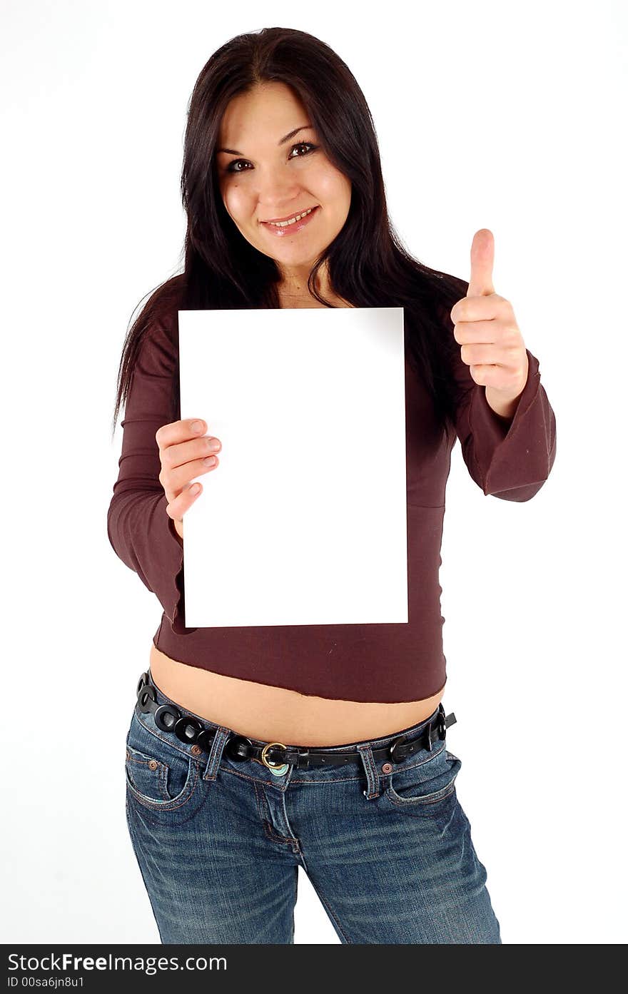 Woman holding a banner