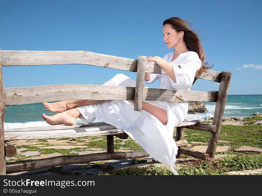 Woman relaxing on the bench