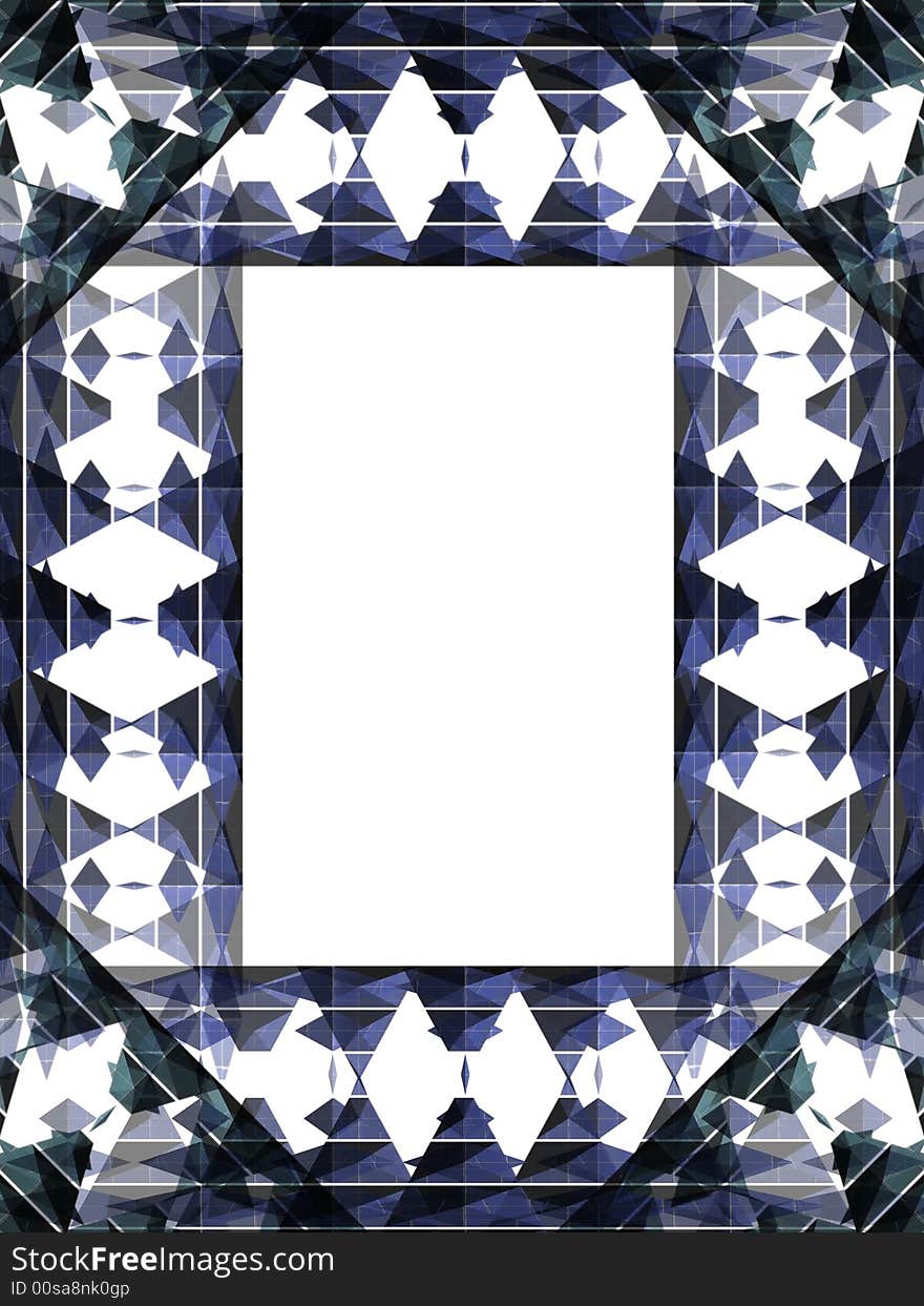 Blue frame made of rhombus isolated on white. Illustration made on computer. Blue frame made of rhombus isolated on white. Illustration made on computer.