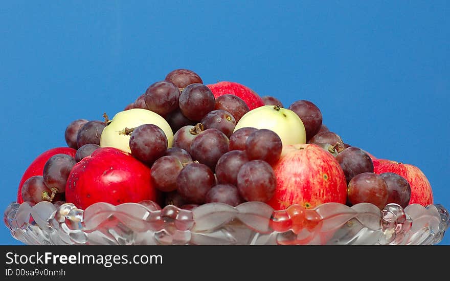 Fruits on an glass plate. Fruits on an glass plate