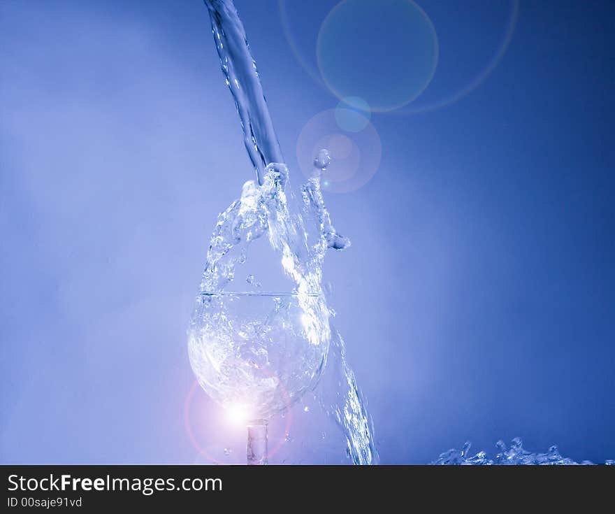 Shining blue water on blue background. Shining blue water on blue background