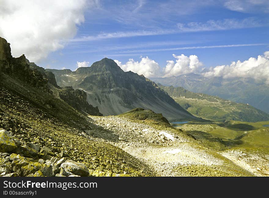 French Swiss Alps at 10,000 feet in July