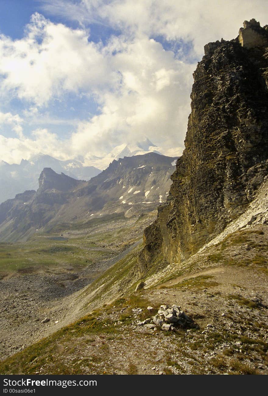 French Swiss Alps at 10,000 feet in July