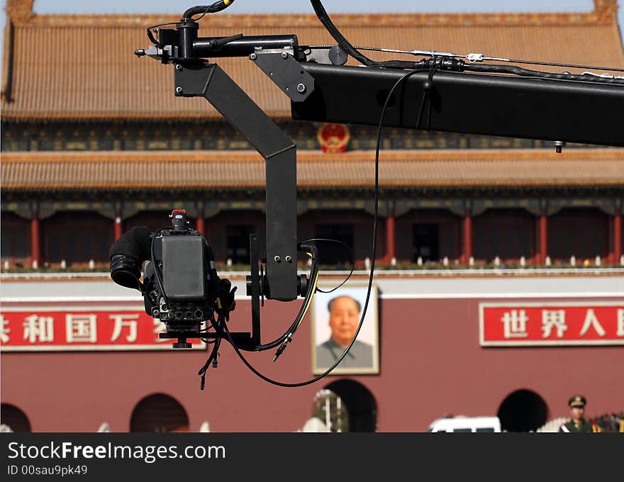 Shooting the Tian anmen Rostrum.