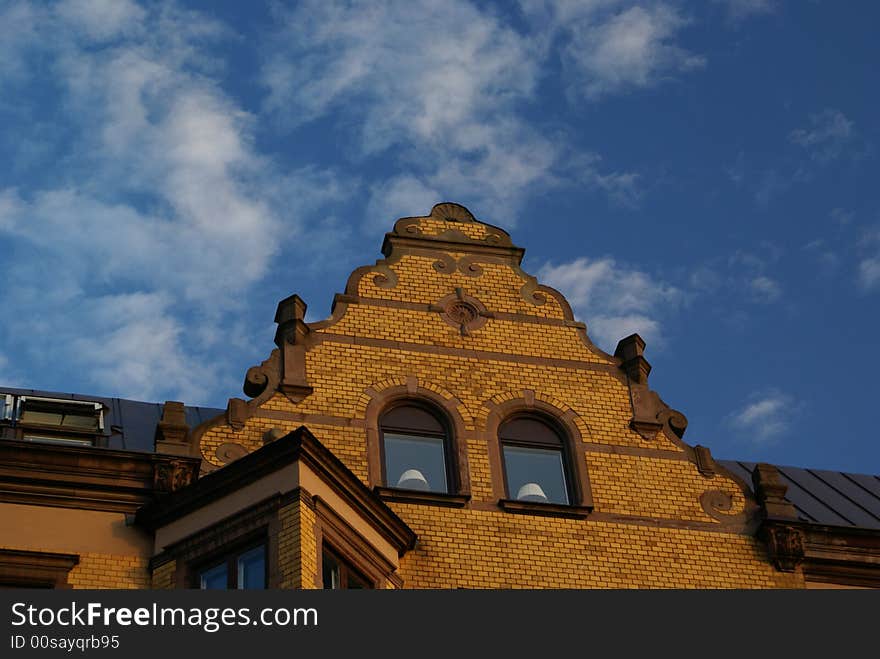 Old historical building and beautiful blue sky