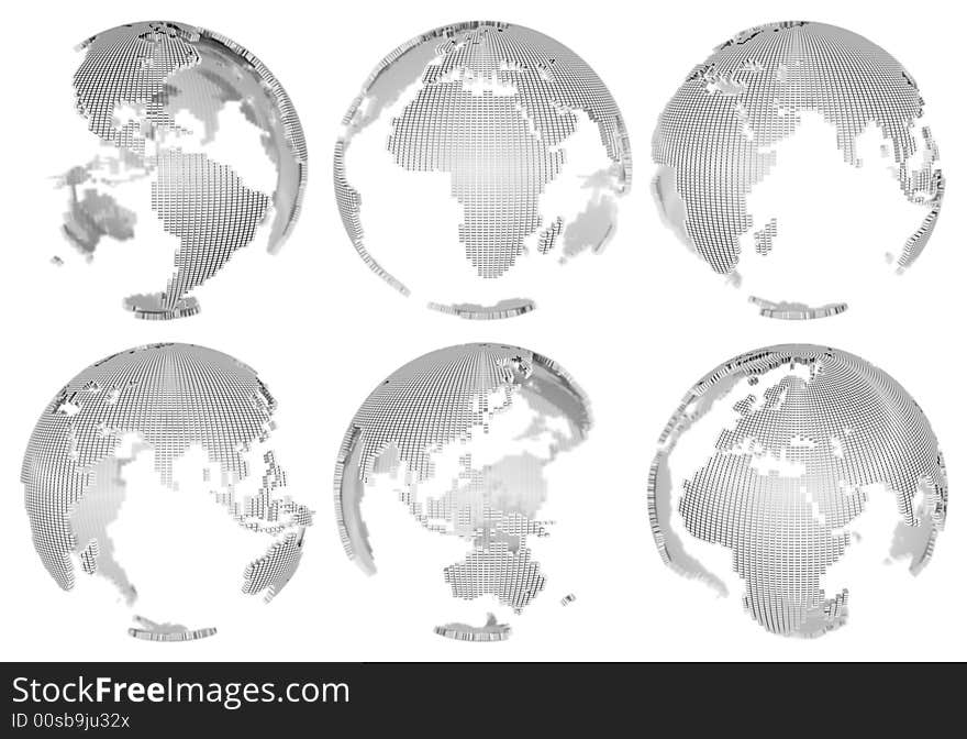 3D Globes Isolated On White