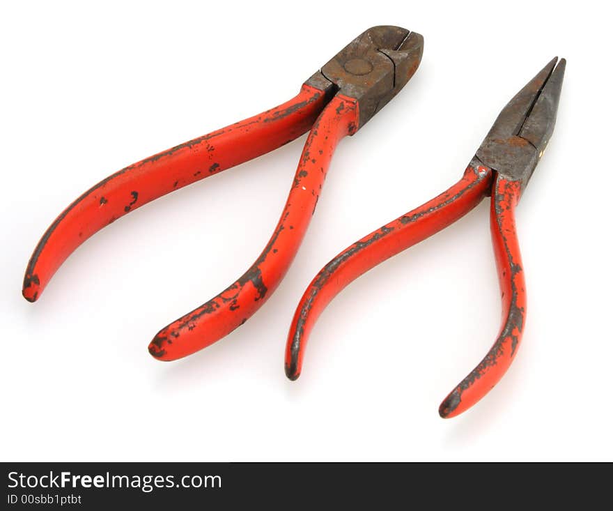 1950's or 60's Red Handle Cutters and Needle Nose Pliers. 1950's or 60's Red Handle Cutters and Needle Nose Pliers